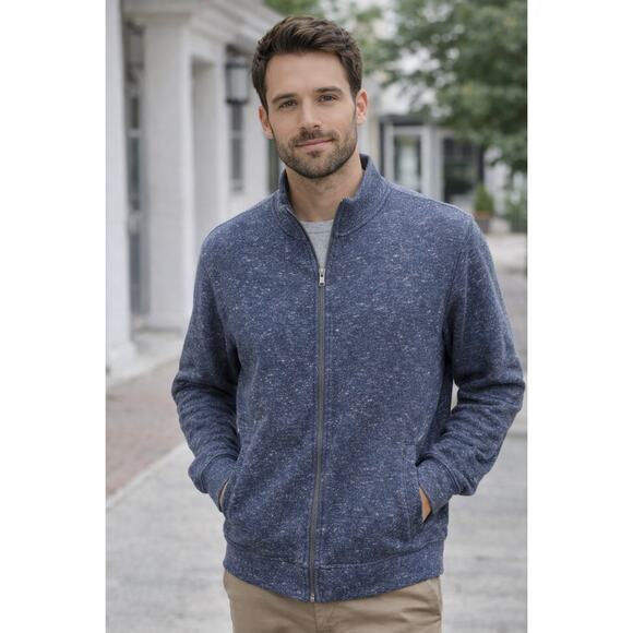 Bonobos Other - Bonobos Blue Speckled Zip Up Sweatshirt Jacket Slim Fit Size L Fleece Lined